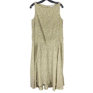 Prologue Midi Dress Sz Large Sleeveless Flare Beachy Lagenlook Modest Tan